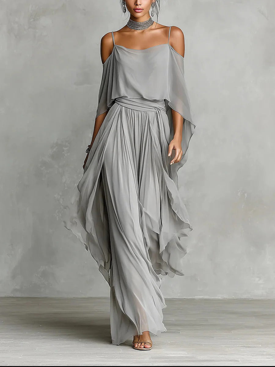 Isabella | Elegante Grijze Tweedelige Set