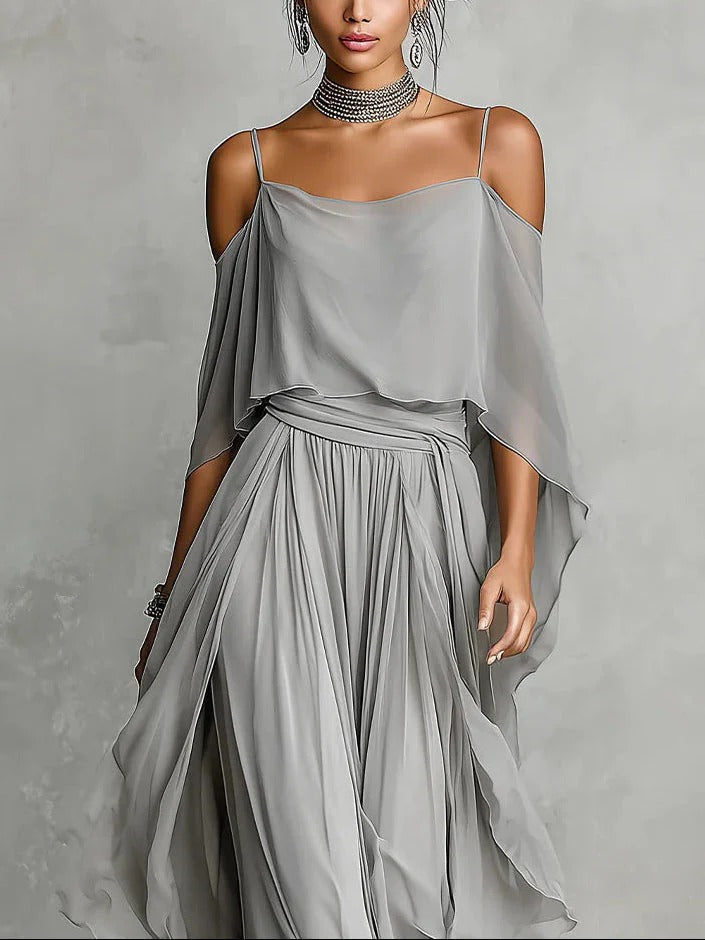 Isabella | Elegante Grijze Tweedelige Set