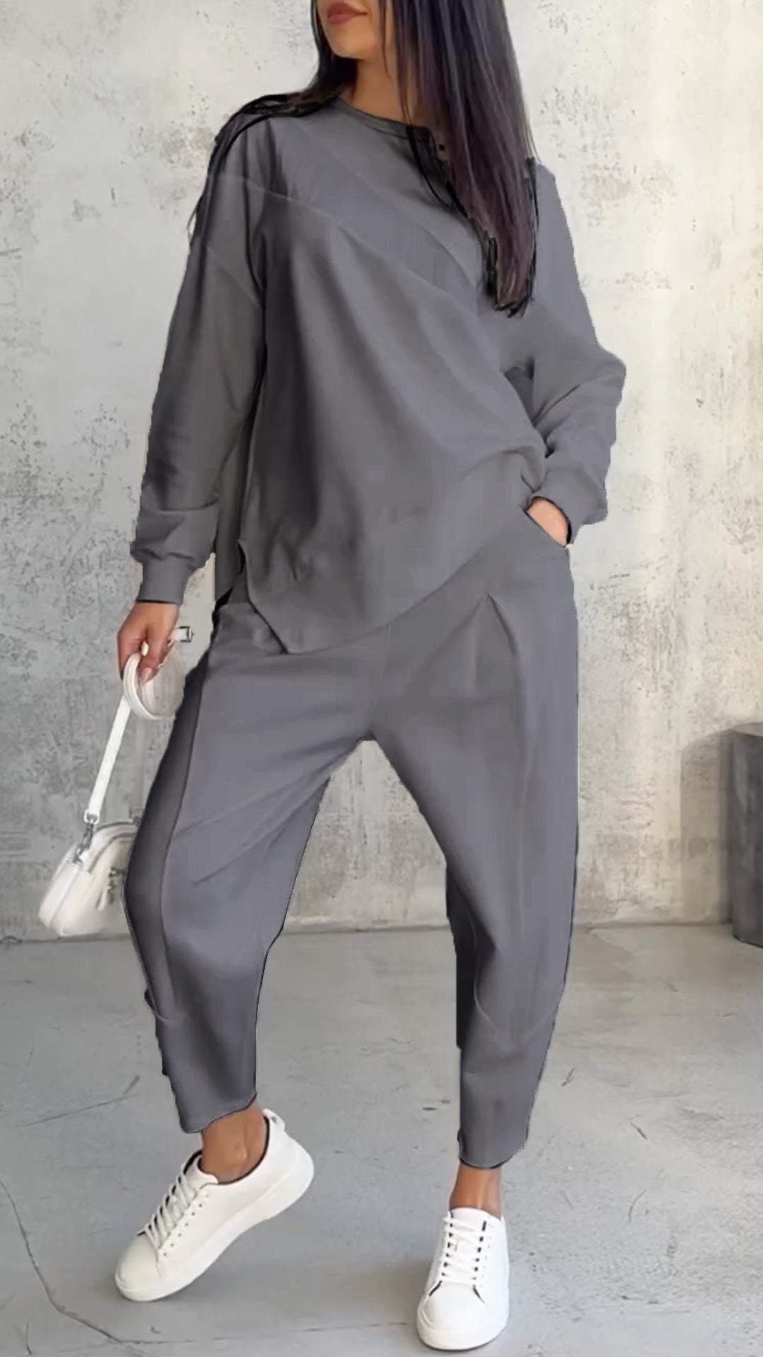 Floriana™ — Elegant Tweedelig Set met Ronde Hals en Lange Mouwen