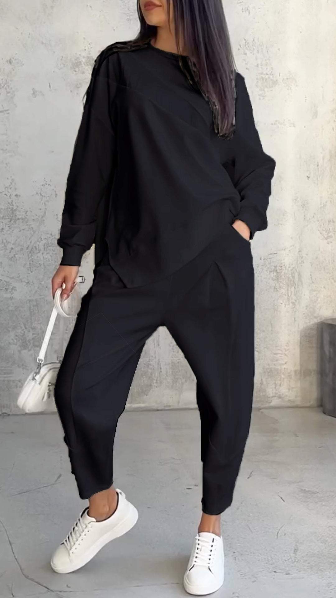 Floriana™ — Elegant Tweedelig Set met Ronde Hals en Lange Mouwen