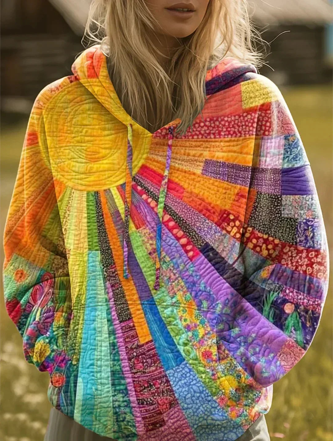 Aurora | Multikleur Patchwork Hoodie
