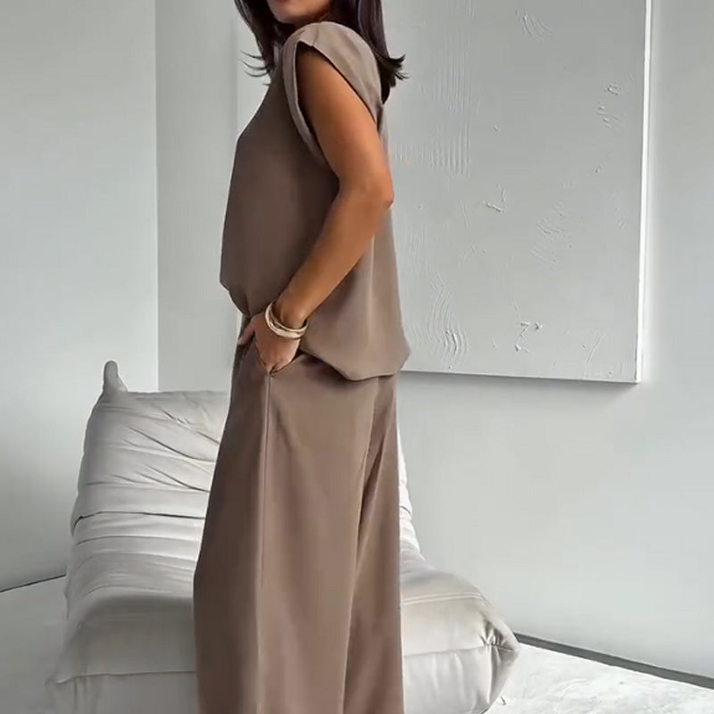 Camille™ — Zomer Set met T-shirt & Wijde Broek