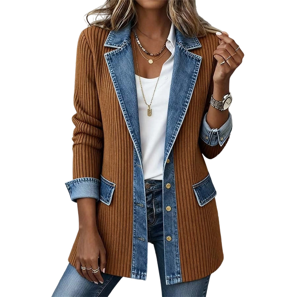 Elegante Dames Cardigan met Denimdetails
