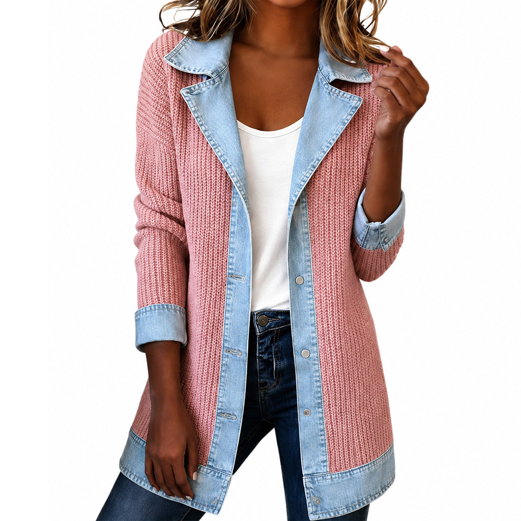Elegante Dames Cardigan met Denimdetails