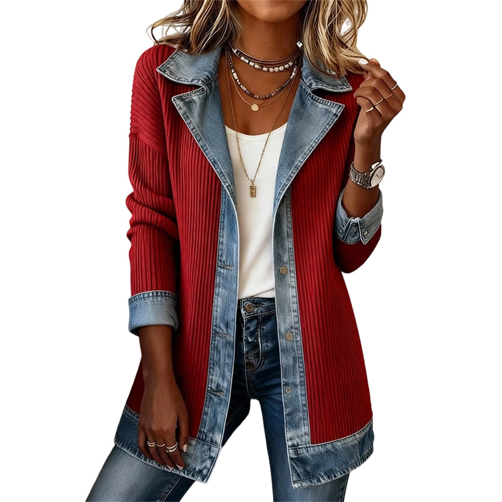 Elegante Dames Cardigan met Denimdetails