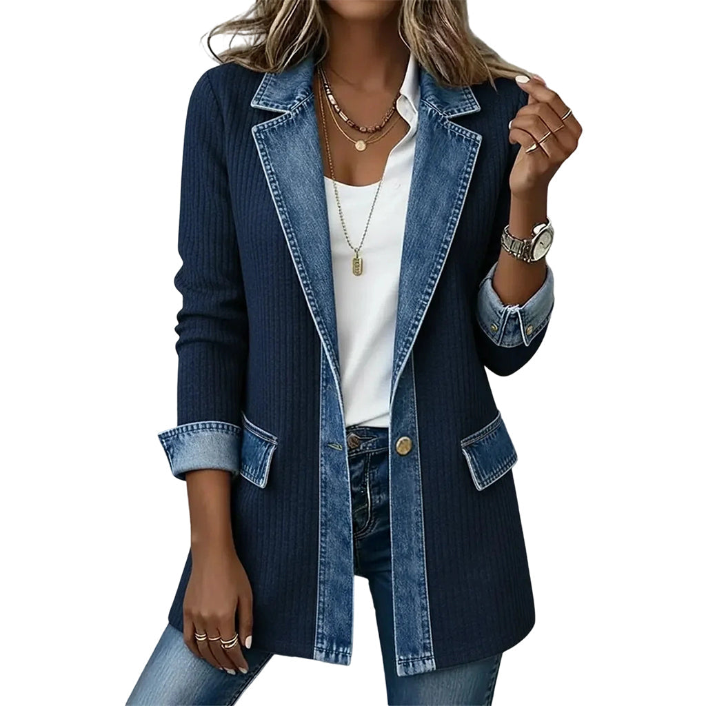 Elegante Dames Cardigan met Denimdetails