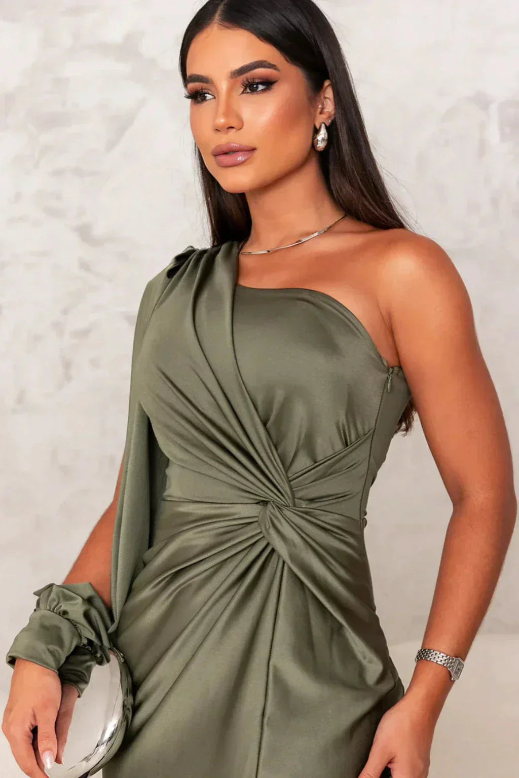 Valeria™ — Satijnen One-Shoulder Jurk
