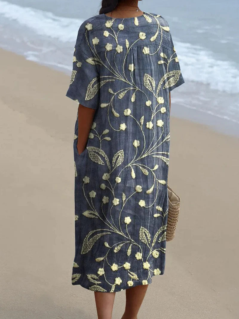 Enora | Geborduurde fleurige jurk