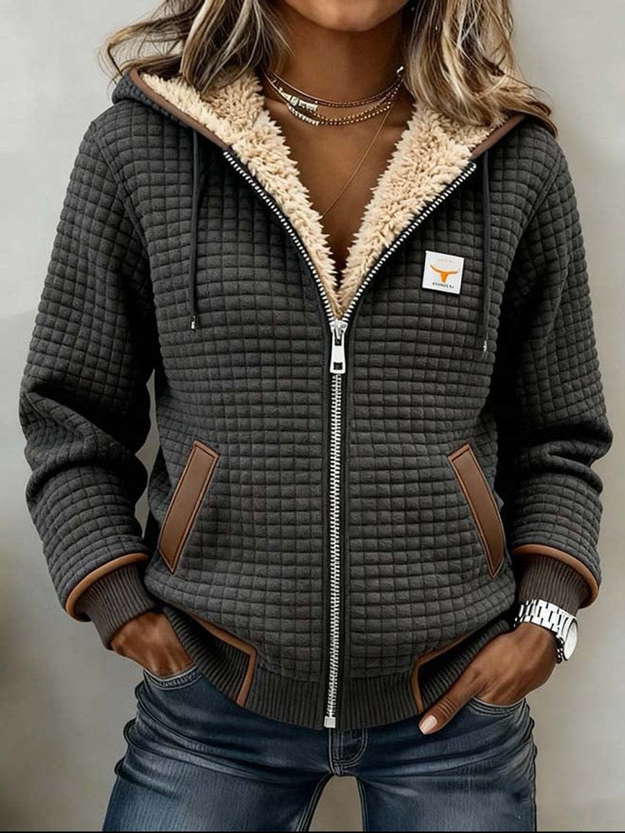 Emma | Gequiltte Sherpa-Jas met Capuchon en Ritssluiting